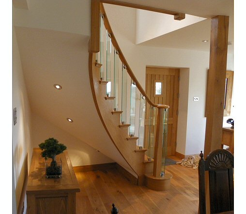 Curved stairs with glass