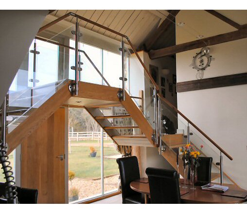 Modern glass and aluminium stairs